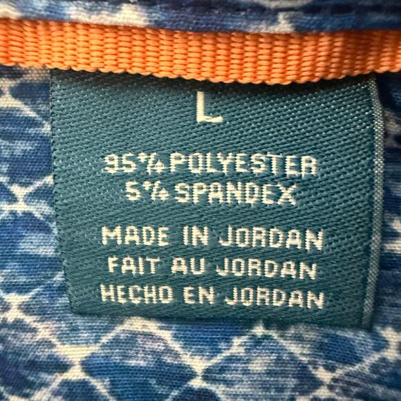 Caribbean Joe Men’s L Blue Ocean Print Short Sleeve Button Down Shirt - Picture 4 of 4